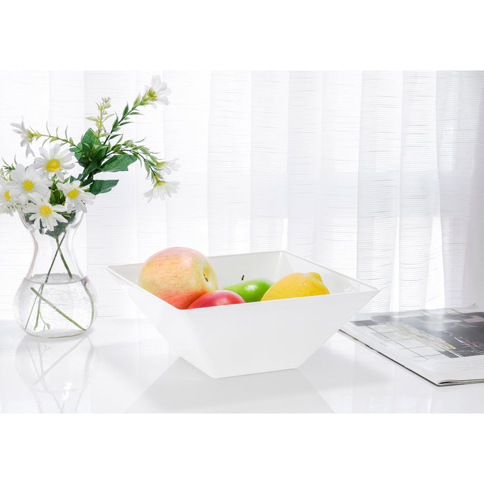 Red Co. 8.5” x 8.5” Square 2 Quart Reusable Tapered Fruit  Serving Bowl, Set of 4 - White