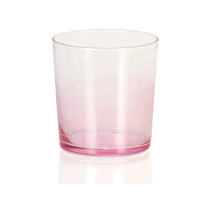 Red Co. Set of 6 Clear 11.75 Oz Rocks Lowball Glasses with Fading Multicolor Bases