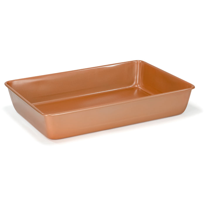 Red Co. Rectangular Deep Dish Copper Finished Metal Baking Pan, 13.5" x 9.5" x 2.5"