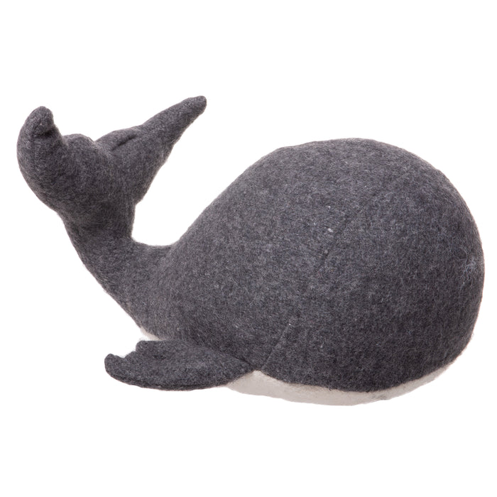 Red Co. Charming Minimalist Felt Wool Whale Weighted Door Stopper, Animal Lovers Home Decor Gift, Grey and Beige, 9.5-inch