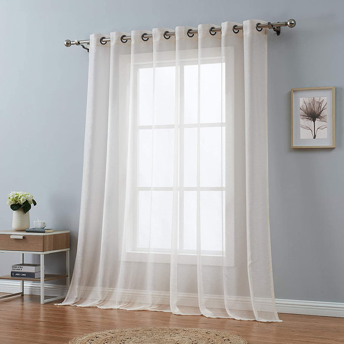 Red Co. Semi Sheer Ivory Curtain with Grommets - Single Panel