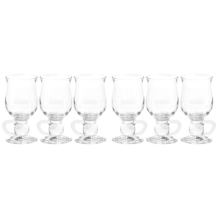 Red Co. Clear Glass Irish Coffee Mug with Base and Handle for Hot Beverages, Set of 6, 8.45 Oz.