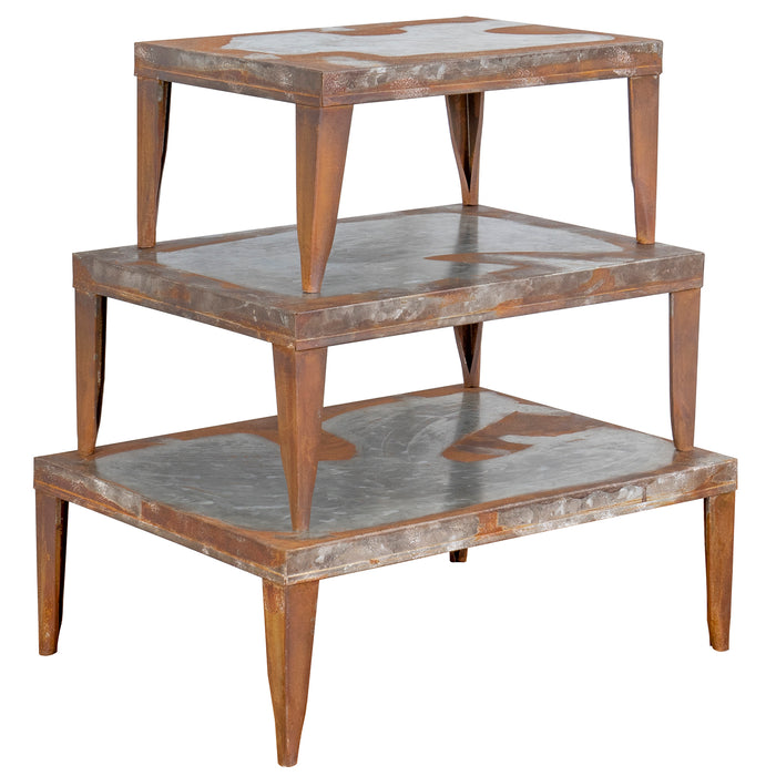 Red Co. Rustic Metal Riser Organizer Display Stands for Home and Kitchen - Set of 3