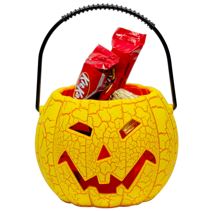 Halloween Mini Trick or Treat Pumpkin Candy Bucket for Children with Flashing Light and Evil Laugh Sound, 3.5" H - 2 Pack