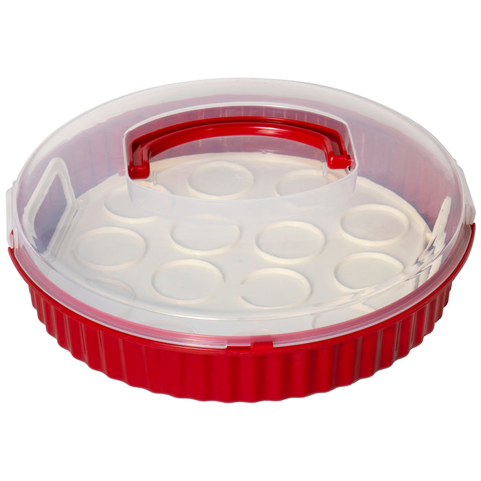 Red Co. Plastic Cupcake Carrier Holder, Pastry Storage & Carrying Container with Lid & Handle, 13"