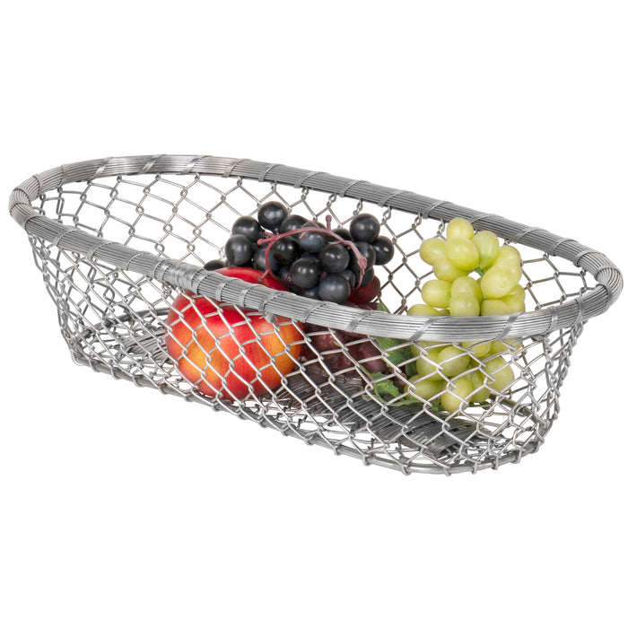 Red Co. Chain-Link Decorative Bread Basket, Centerpiece Home Décor — 17 Inches