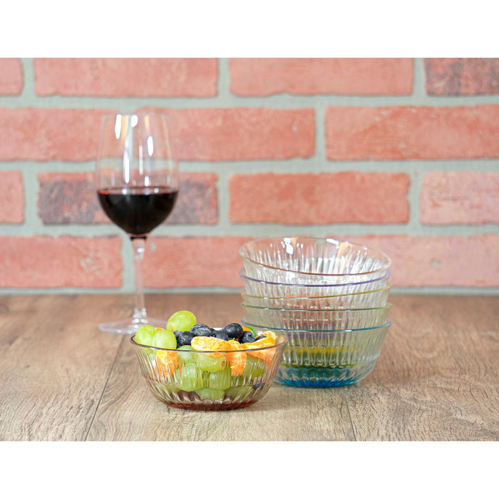 Red Co. Mini Multi Colored Clear Glass Basic Multipurpose Prep and Serving Bowls, Set of 6, 5-inch, 11 oz