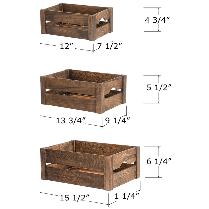 Red Co. Multi-Purpose Rectangular Nesting Crates with Handle Set of 3, Storage Containers, Home Organizers