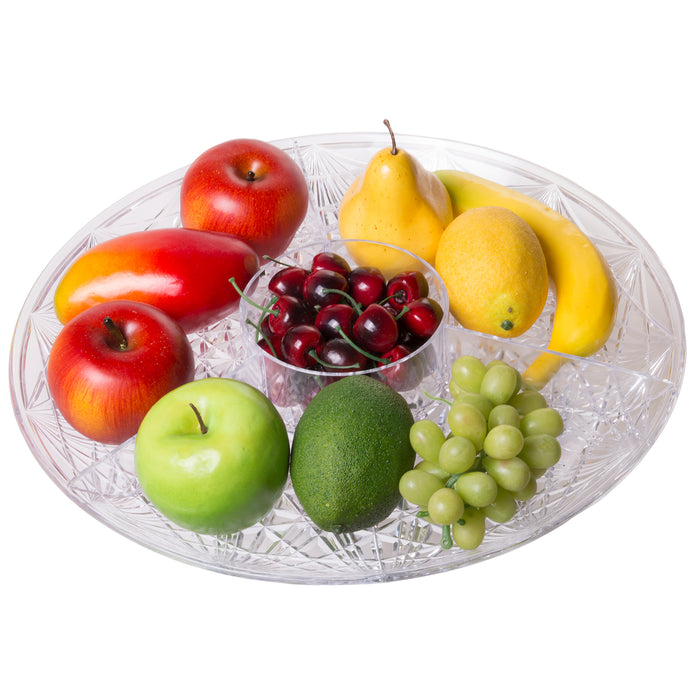 Premium Acrylic 4-Compartment Chip & Dip Salad Snack Dessert Appetizer Serving Diamond Cut Tray