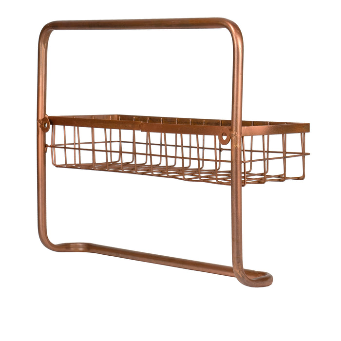 Red Co. Rustic Copper Finish Wall-Mounted Basket Shelf Towel Rack Toiletries Organizer 16.25" x 5" x 12"