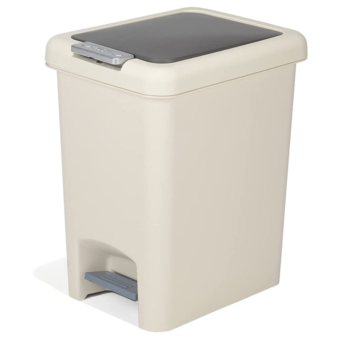 Red Co. Small Rectangular Modern Trash Can with Pedal, Rubbish Bin Wastebasket Receptacle Garbage Container, for Office Home Bathroom, Beige, 2 Gallons