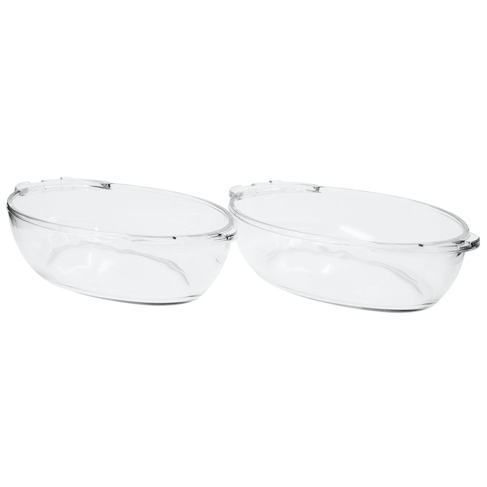 Red Co. Oval Clear Glass Casserole Baking Dish 2 Piece Set for Oven, Microwave, Dishwasher, Fridge - 13.25" x 7.75"