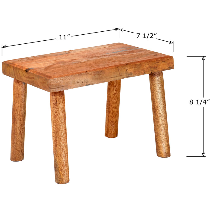 Red Co. Traditional Rectangular Wooden Stool Farmhouse Display Stand 11" L x 7.75" W x 8.25" H