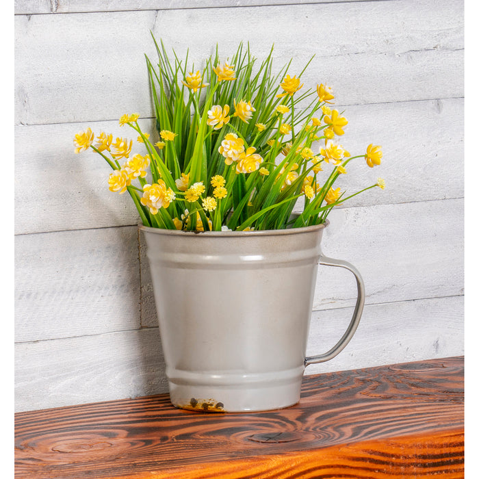 Red Co. Rustic Style Galvanized Metal Bucket Garden Planter Decoration with Handle, Indoor Outdoor Home Décor, 7" x 6" x 5.5"