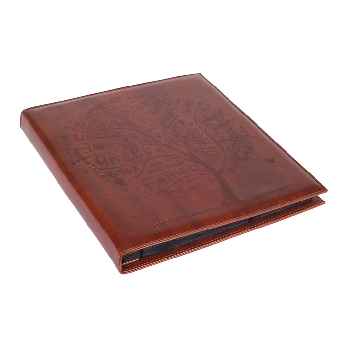 Red Co. Brown Faux Leather Family Photo Album with Embossed Tree – Holds 500 4x6 Photographs