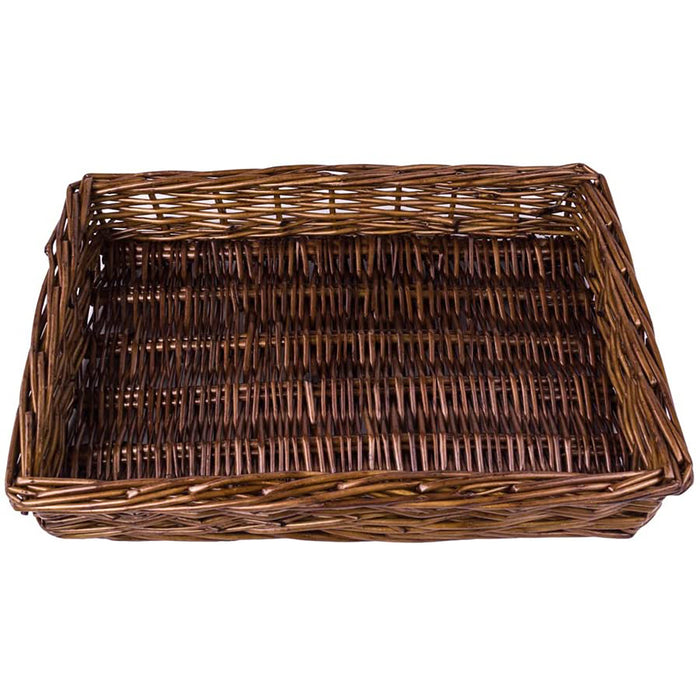 Natural White Willow Snack Basket/File Tray Organizer in Dark Caramel Brown - 11.5 Inches