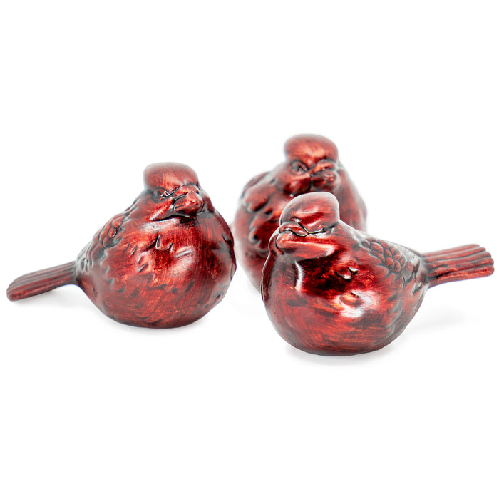 Red Co. Little Ceramic Red Cardinal Sitting Bird Figurines, Tabletop Holiday Decor, 2-Inch, Set of 3