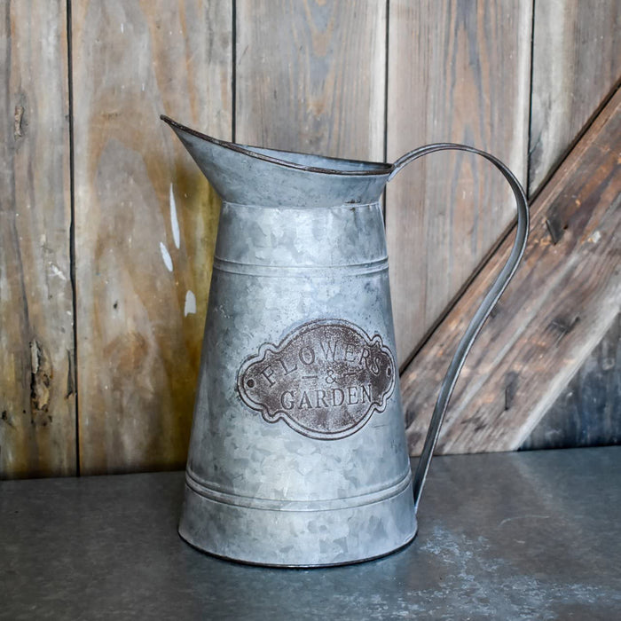 Rustic Style Flowers & Garden Galvanized Milk Jug Metal Vase Pitcher