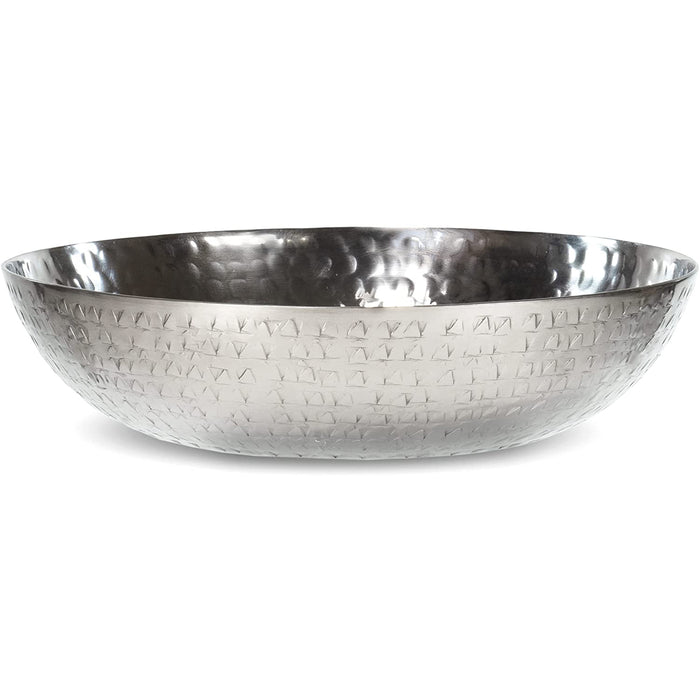 Hammered Textured Round Metal Chip-and-Dip Serving Bowl, 11"