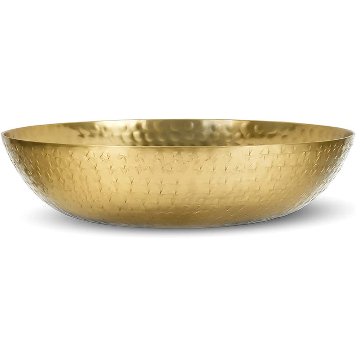 Hammered Textured Round Metal Chip-and-Dip Serving Bowl, 11"