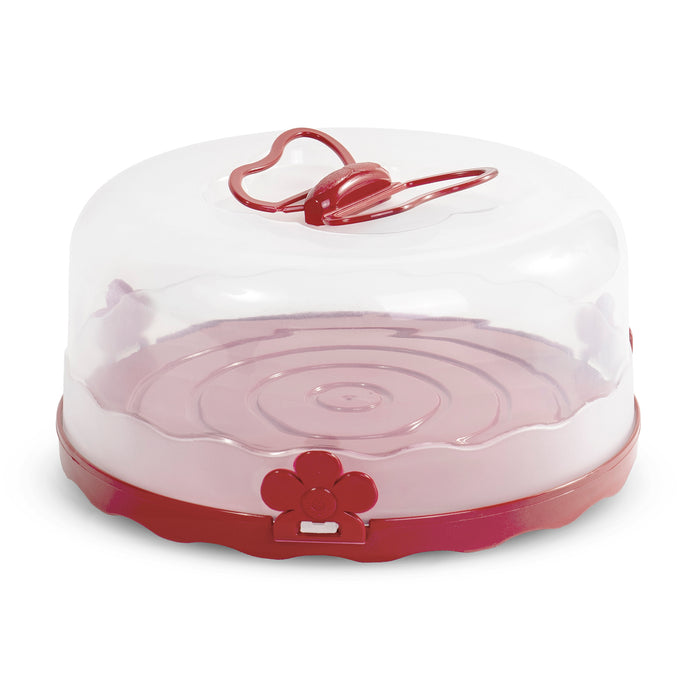 Red Co. Red Round Cake and Pastry Dessert Carrier Caddy Baking Pan Keeper Take Away Holder with Collapsible Butterfly Handles