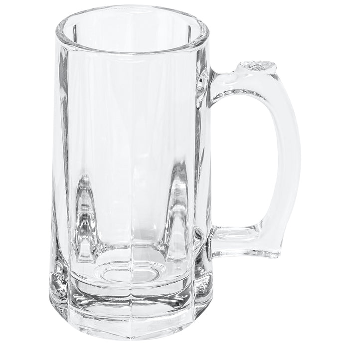 Red Co. Heavy Duty Thick Glass Beer Mugs with Handle Traditional Everyday Drinkware, Set of 4, 12 Oz