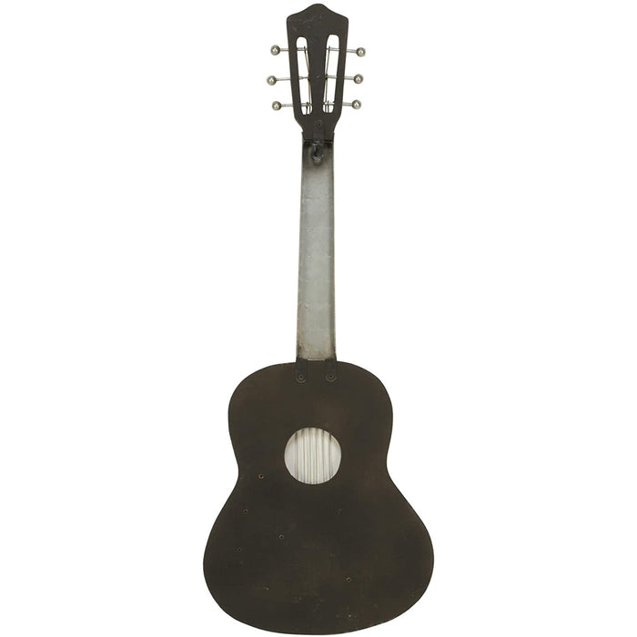 Rustic Inspired Decorative Acoustic Guitar Wall Art, Wood & Metal Wall Hanging Centerpiece Sculpture, 36" H