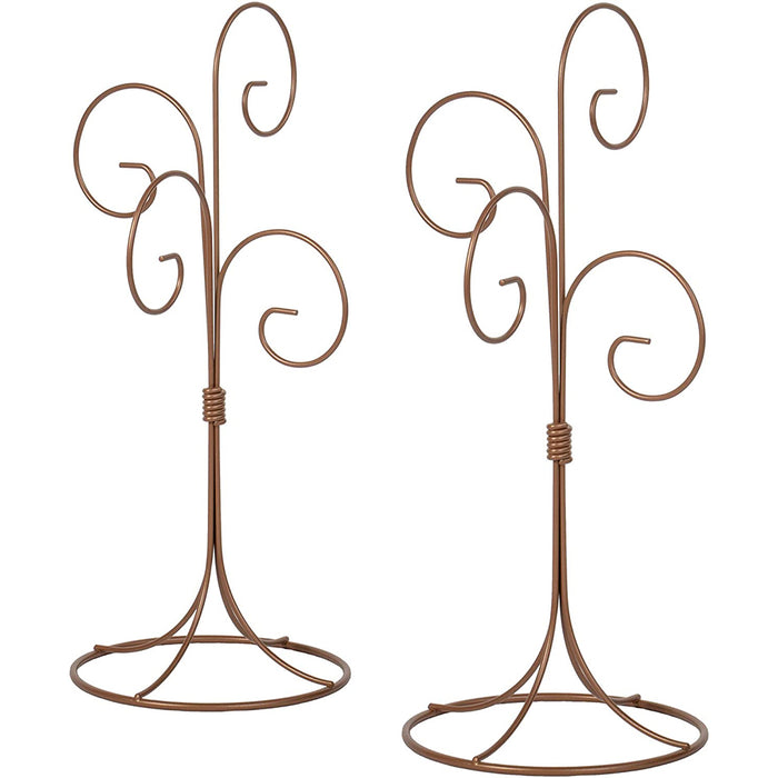 Red Co. 13 inch Copper Finish Ornament Wire Display, 4-arm Spiral Stand for Home Decoration - Set of 2