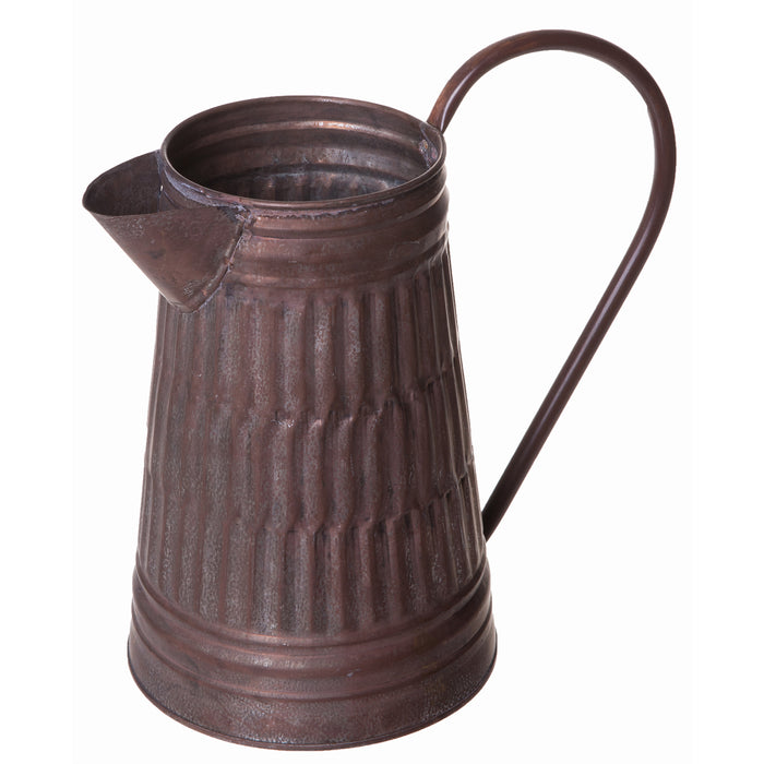 Farmhouse Brown Rustic Style Galvanized Milk Can Pitcher Vase with Handle - 7.5 Inch Tall