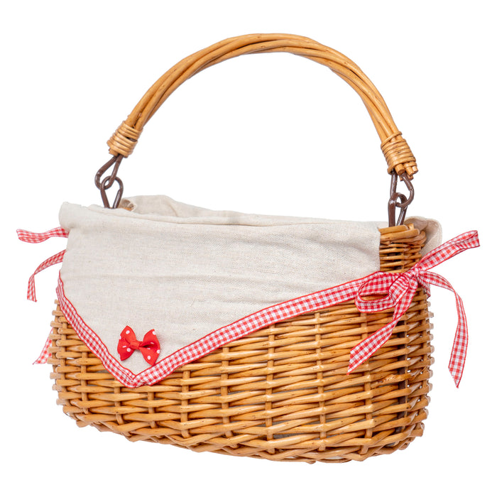 Red Co. Decorative Picnic Easter Candy Oval Storage Basket, Hand Woven Willow with Collapsible Handle