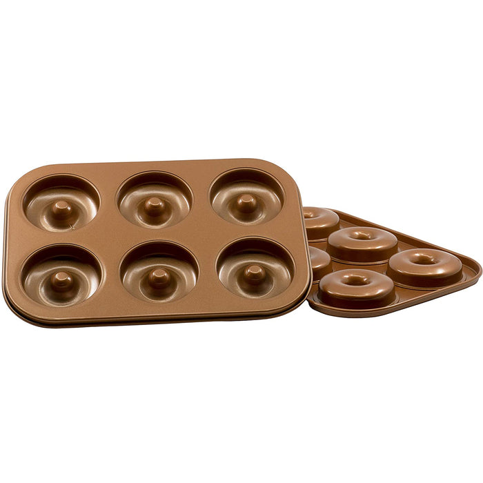 Non-Stick Original 6-Cavity Donut Baking Pan in Copper