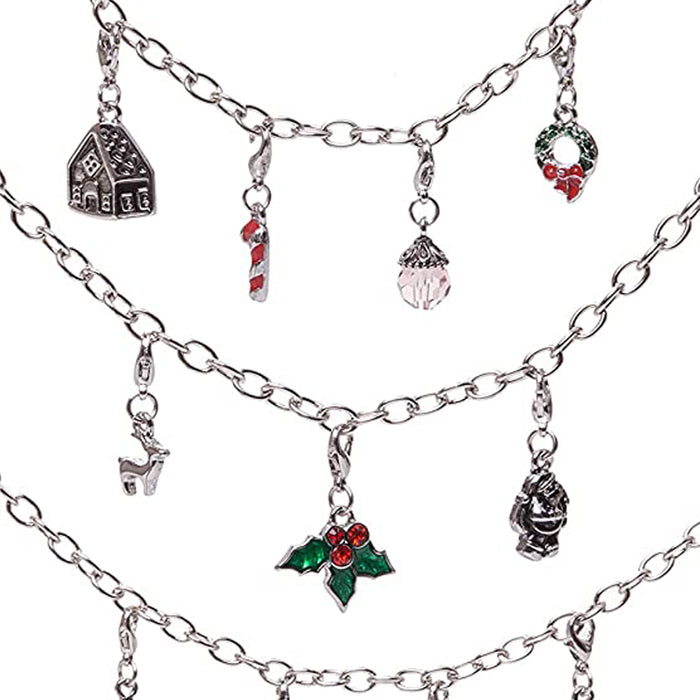 Red Co. Christmas Advent Charm Calendar with 1 Bracelet, 1 Necklace & 22 Unique Charms Jewelry Set - 24 Gifts Total Present for Daughter, Niece, Granddaughter