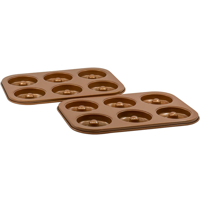 Non-Stick Original 6-Cavity Donut Baking Pan in Copper