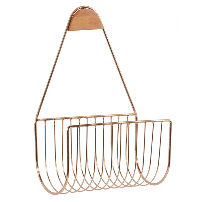 Red Co. Metal Wire Hanging Wall-Pocket Magazine & Letter Organizer in Rose Gold Finish, Large, 18 Inch