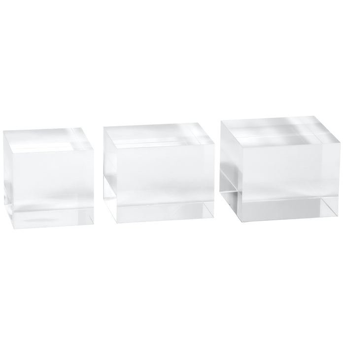 Red Co. Crystal Clear Polished Solid Acrylic Cube Jewelry Display Stand Pedestal Risers, Clear, Set of 3 Sizes (2"-2.5")