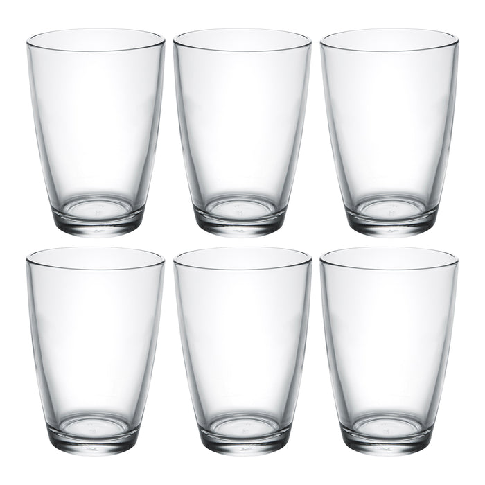 Vega Modern Clear Glass Iced Tea Cups, Drinking Glasses Water Juice Soda Beverage Tumblers, Set of 6