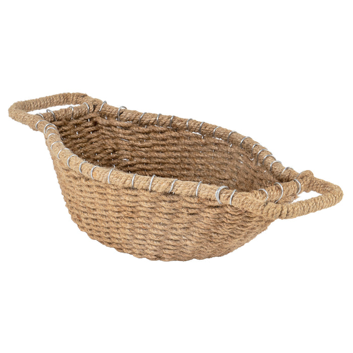 Red Co. Small Oval Jute Basket with Handles, Decorative Home Organizer — 15 Inches