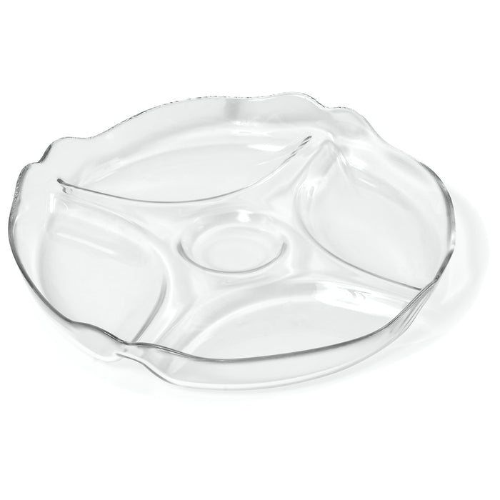 Red Co. Clear Round Divided Serving Dish, Party Platter, Snack Tray, for Fruits, Veggies, Nuts, Candies, Crackers, Chips, 10 Inch