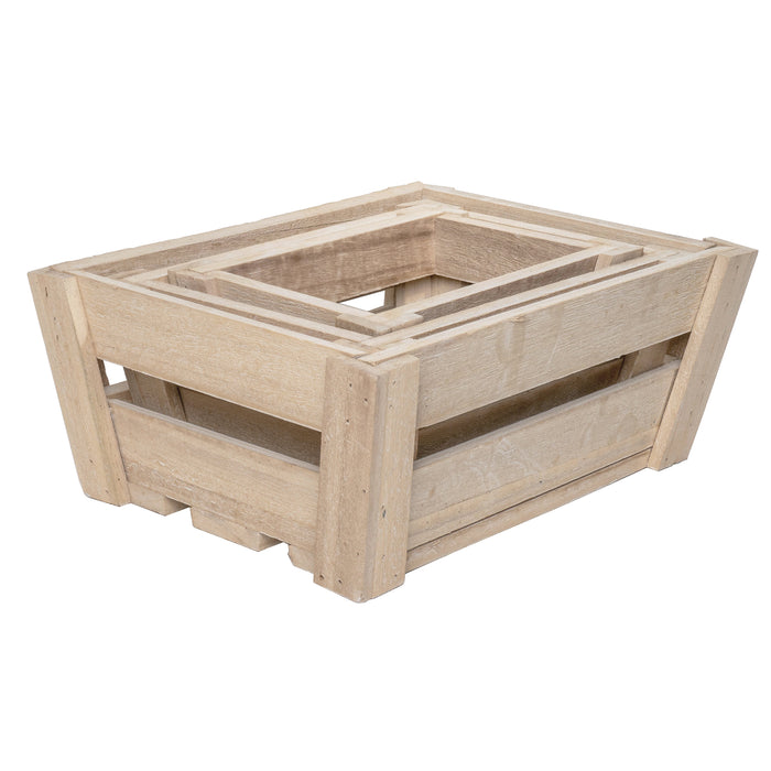 Red Co. Set of 3 Angled Natural Wood Decorative Crates, Varying Sizes