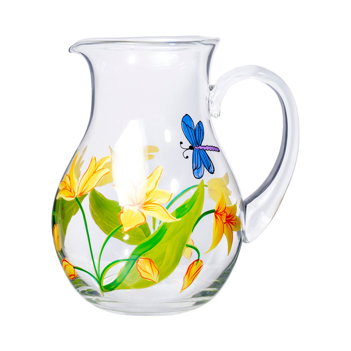 Table Art Collection Lillies Mouth-Blown Premium Glass Pitcher - 72 oz.