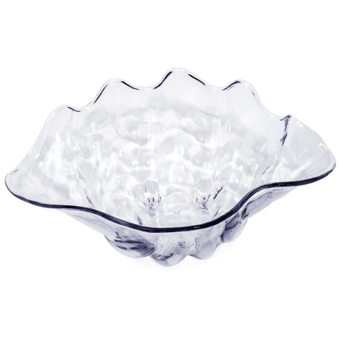 Large Break Resistant Clear Acrylic Clam Shell Shaped Serving Bowl - 5-Quart Capacity