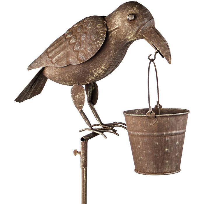 Tall Rustic Crow with a Basket Bird Feeder - Primitive Décor