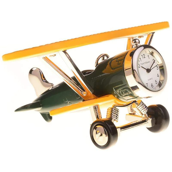 Red Co. Miniature Retro Aircraft Plane, Novelty Desk Table Desktop Collectors Clock - 3.5"