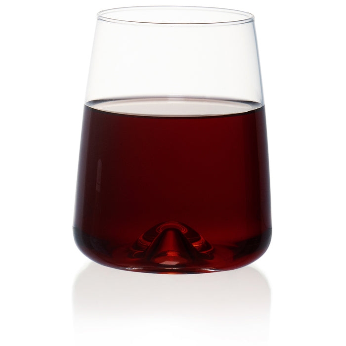 Red Co. Set of 6 Stemless 15 Fl Oz Wine Drinking Glasses with Concave Bottoms, Clear