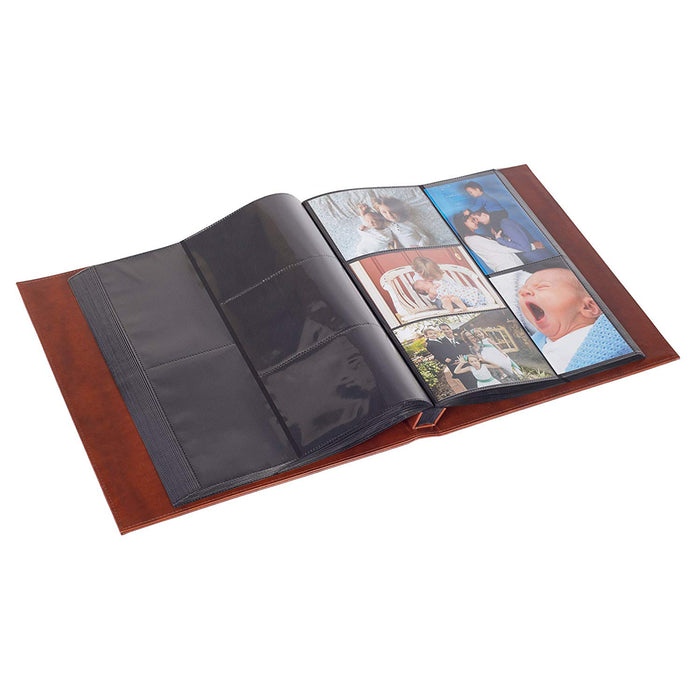 Red Co. Faux Leather Family Photo Album with Front Cover Window Frame – Holds 600 4x6 Photographs