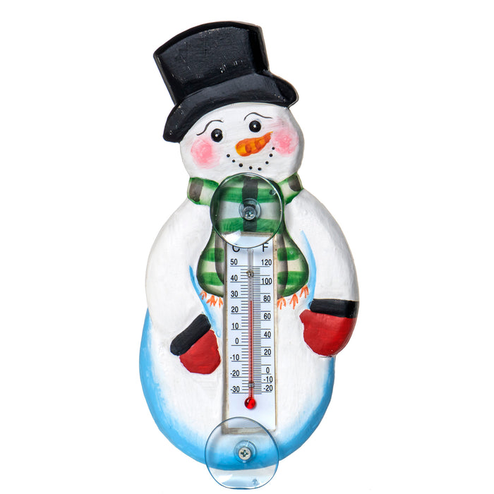 Red Co. Holiday Snowman Decorative Indoor and Outdoor Small Window Thermometer for Kitchen/Patio