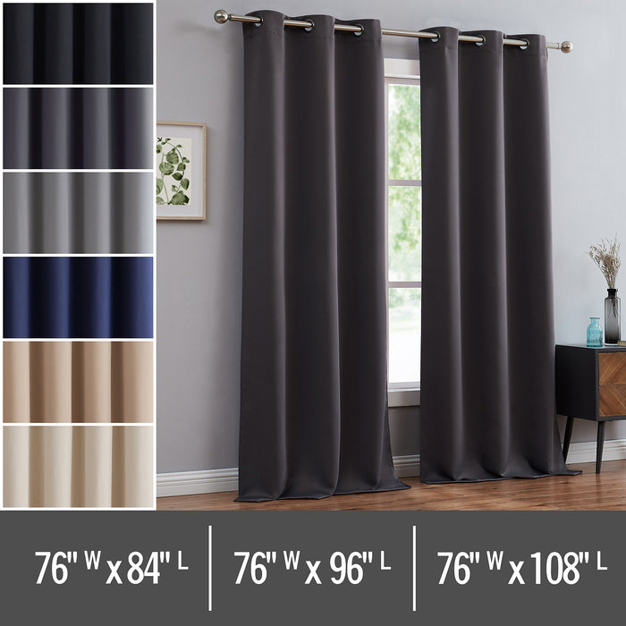 Red Co. Blackout Curtains with Grommets and Rope Tiebacks - 2 Panel Set