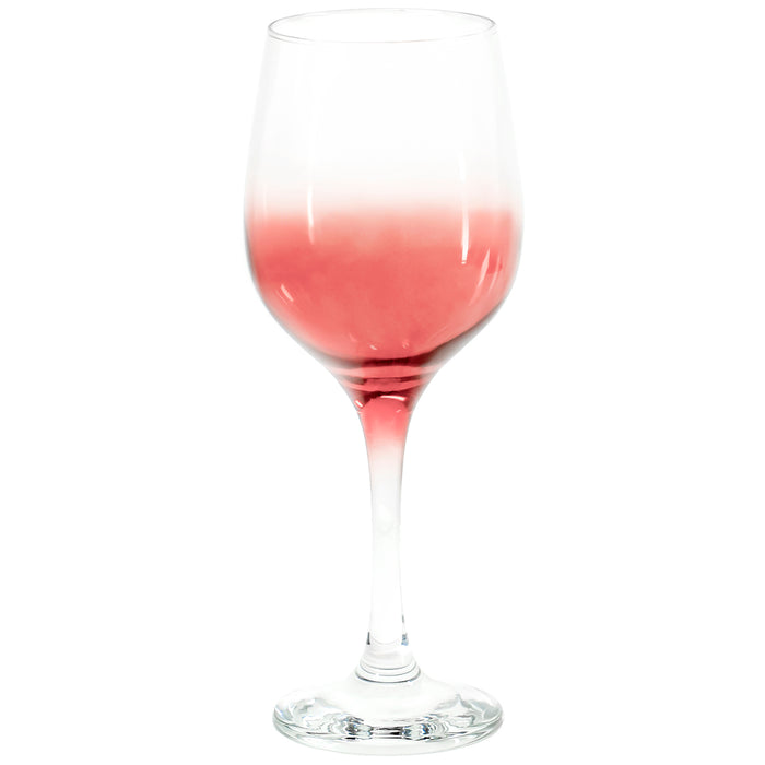 Red Co. Colored Gradiant Clear Wine Glass for Red, White, Pink Wine, Cocktails, 11.75 Ounce - Set of 6