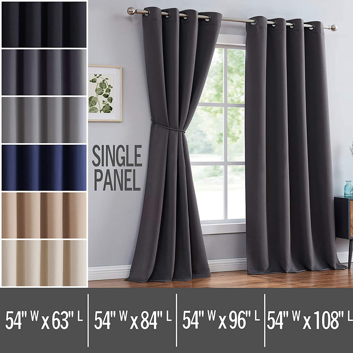 Red Co. Blackout Curtain with Grommets and Rope Tieback - Single Panel