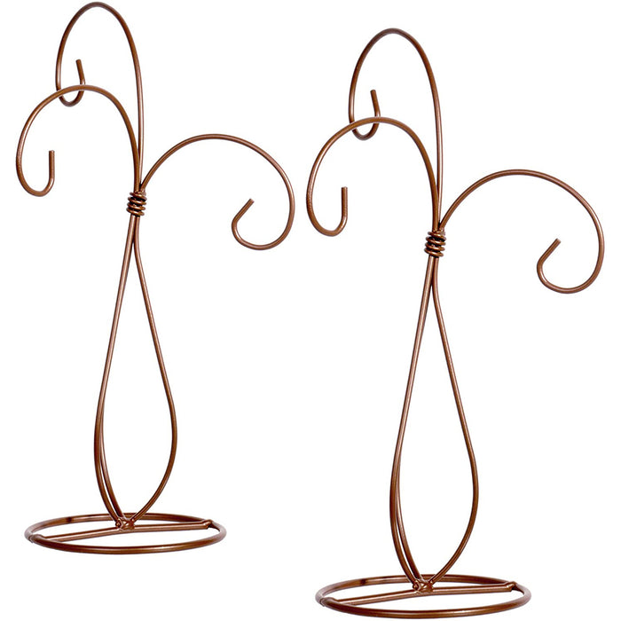 Red Co. 10 inch Copper Finish Ornament Wire Display, 3-arm Spiral Stand for Home Decoration - Set of 2